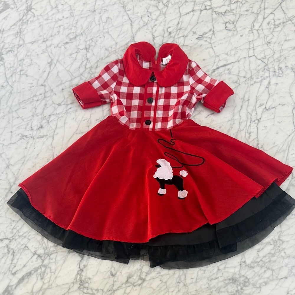 1950’s Sz 4 Poodle Skirt Appliqué Kids Costume Dress